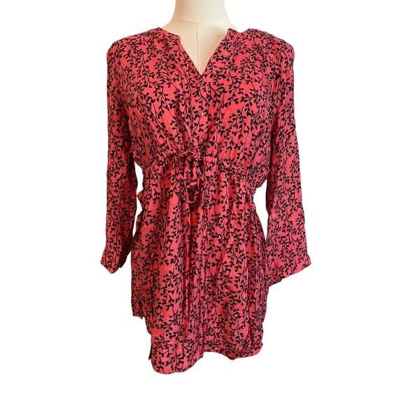 Motherhood Maternity Tunic Top Womens M Floral Peasant Fairy Drawstring Waist - Picture 1 of 10